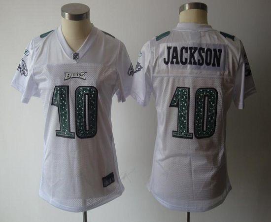 Eagles #10 DeSean Jackson White Women's Sweetheart Stitched NFL Jersey - Click Image to Close
